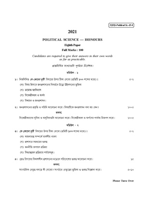 CU-2021 B.A. (Honours) Political Science Part-III Paper-VIII QP.pdf