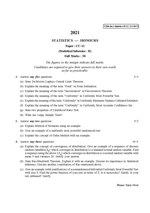 CU-2021 B.Sc. (Honours) Statistics Semester-5 Paper-CC-11 QP.pdf