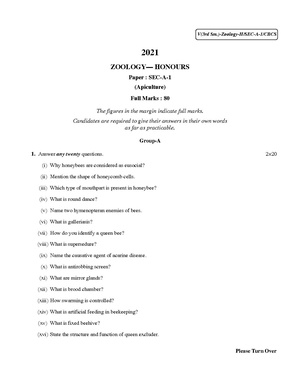 CU-2021 B.Sc. (Honours) Zoology Semester-3 Paper-SEC-A-1 QP.pdf