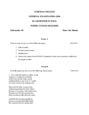 GC-2020 B.A. (General) English Semester-IV Paper-CC-4-GE-4 QP.pdf