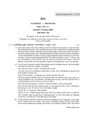 CU-2021 B.A. (Honours) Sanskrit Semester-3 Paper-SEC-A-1 QP.pdf