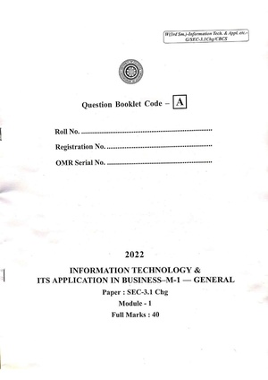 CU-2022 B. Com. (Honours & General) Information Technology & Its Application in Business-M-1 Semester-3 Paper-SEC-3.1CHG (Booklet-A) QP.pdf