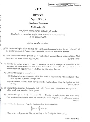 CU-2022 M.Sc. Physics Semester-IV Paper-PHY-523 Nonlinar Dynamics QP.pdf