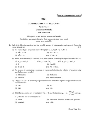 CU-2021 B.Sc. (Honours) Mathematics Semester-VI Paper-CC-14 QP.pdf