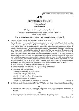 CU-2021 B. Com. (Honours & General) Modern Indian Language Semester-1 Paper-MIL-2017-18 Batch Alternative English QP.pdf