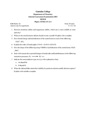 GC-2021 B.Sc. (Honours) Chemistry Semester-II Paper-CC-4 IA QP.pdf
