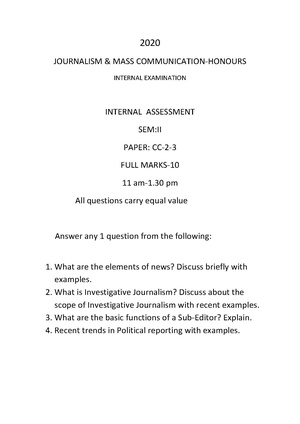 GC-2020 B.A. (Honours) Journalism & Mass Communication Semester-II Paper-CC-2-3 QP.pdf