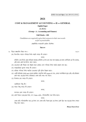 CU-2021 B. Com. (General) Cost and Management Accounting-II Part-III Paper-A32G QP.pdf