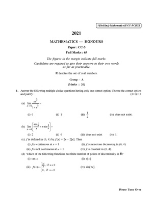 CU-2021 B.Sc. (Honours) Mathematics Semester-3 Paper-CC-5 QP.pdf