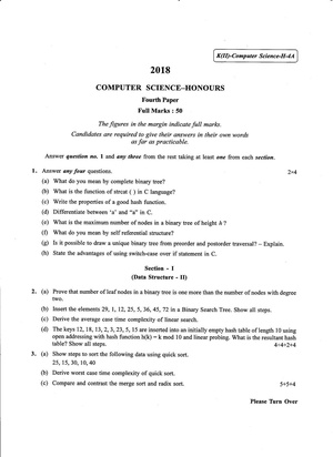 CU-2018 B.Sc. (Honours) Computer Science Paper-IV QP.pdf