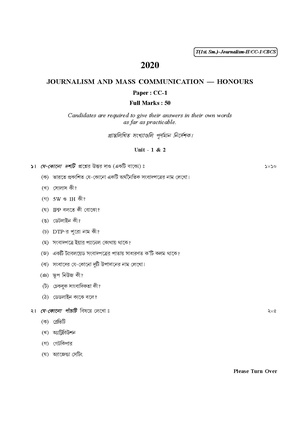 CU-2020 B.A. (Honours) Journalism Semester-I Paper-CC-1 QP.pdf