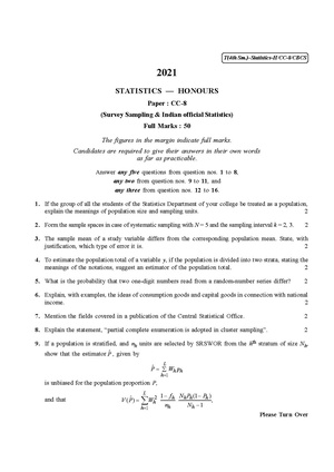 CU-2021 B.Sc. (Honours) Statistics Semester-IV Paper-CC-8 QP.pdf