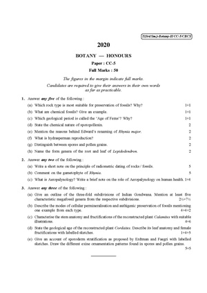 CU-2020 B.Sc. (Honours) Botany Semester-III Paper-CC-5 QP.pdf