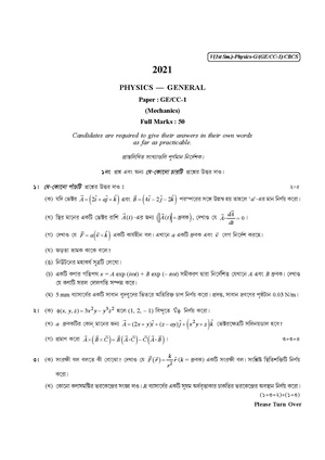 CU-2021 B.Sc. (General) Physics Semester-1 Paper-CC1-GE1 QP.pdf