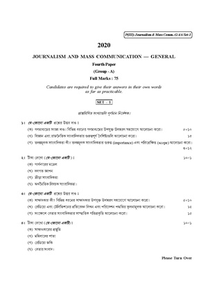 CU-2020 B.A. (General) Journalism Part-III Paper-IV Group-A (Set-1) QP.pdf
