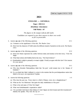 CU-2021 B.A. (General) English Semester-VI Paper-DSE-B-1 QP.pdf