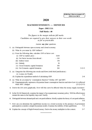CU-2020 B. Com. (Honours) Macroeconomics Semester-V Paper-DSE-5.1A QP.pdf