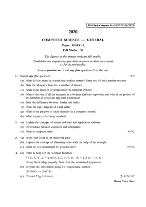 CU-2020 B.Sc. (General) Computer Science Semester-I Paper-CC1-GE1 QP.pdf