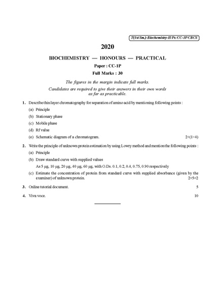 File:CU-2020 B.Sc. (Honours) Biochemistry Semester-I Paper-CC-1P Practical QP.pdf