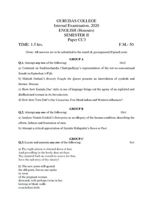 GC-2020 B.A. (Honours) English Semester-II Paper-CC-3 QP.pdf