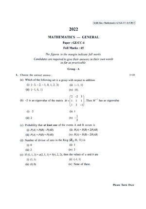 CU-2022 B.Sc. (General) Mathematics Semester-4 Paper-CC4-GE4 QP.pdf
