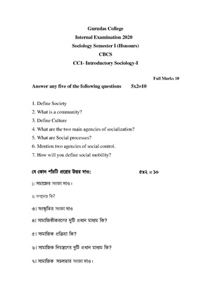 GC-2020 B.A. (Honours) Sociology Semester-I Paper-CC-1 IA QP.pdf