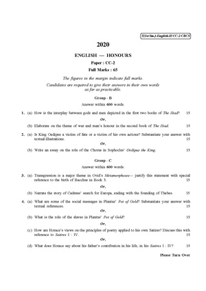 CU-2020 B.A. (Honours) English Semester-I Paper-CC-2 QP.pdf