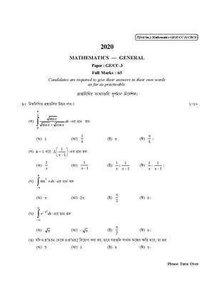 CU-2020 B.A. B.Sc. (General) Mathematics Semester-III Paper-CC3-GE3 QP.pdf