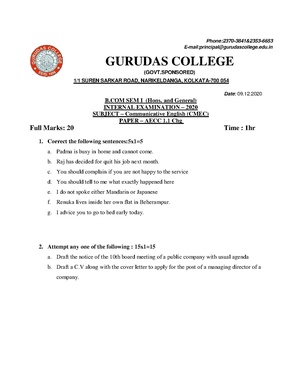 GC-2020 B. Com. (Honours & General) Communicative English Semester-I Paper-AECC-1.1 Chg QP.pdf