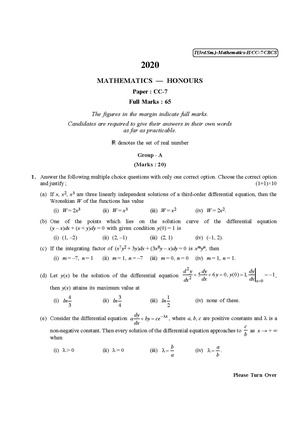 CU-2020 B.A. B.Sc. (Honours) Mathematics Semester-III Paper-CC-7 QP.pdf