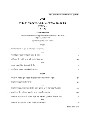 CU-2021 B. Com. (Honours) Public Finance and Taxation Part-III Paper-T31A QP.pdf