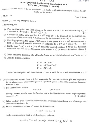 CU-2019 M.Sc. Physics Semester-IV Paper-PHY-523 Nonlinear Dynamics QP.pdf