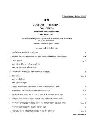 CU-2021 B.Sc. (General) Zoology Semester-3 Paper-CC3-GE3 QP.pdf