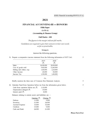 CU-2021 B. Com. (Honours) Financial Accounting-III Part-III Paper-A31A QP.pdf