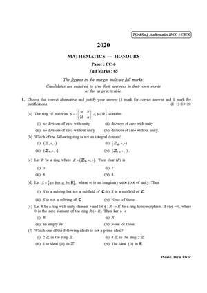 CU-2020 B.A. B.Sc. (Honours) Mathematics Semester-III Paper-CC-6 QP.pdf