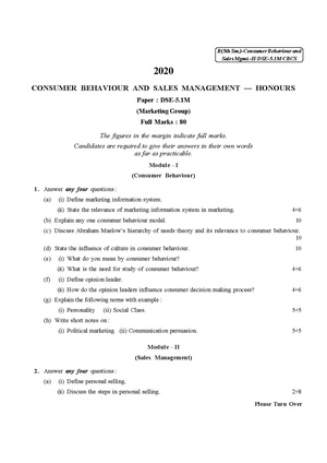 CU-2020 B. Com. (Honours) Consumer Behaviour Semester-V Paper-DSE-5.1M QP.pdf