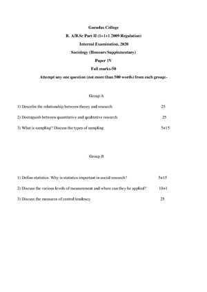 GC-2020 B.A. B.Sc. (Honours Suppl.) Sociology Part-II Paper-IV QP.pdf