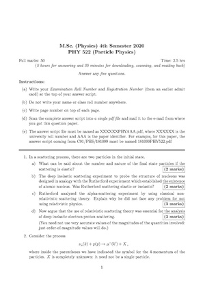 CU-2020 M.Sc. Physics Part-IV Paper-PHY-522 Particle Physics QP.pdf