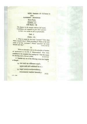 CU-2018 B.A. (Honours) Sanskrit Paper-VI (Course-1) QP.pdf