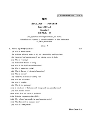 CU-2020 B.Sc. (Honours) Zoology Semester-III Paper-SEC-A-1 QP.pdf