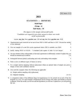 CU-2021 B.Sc. (Honours) Statistics Part-III Paper-VI (Group-A) QP.pdf
