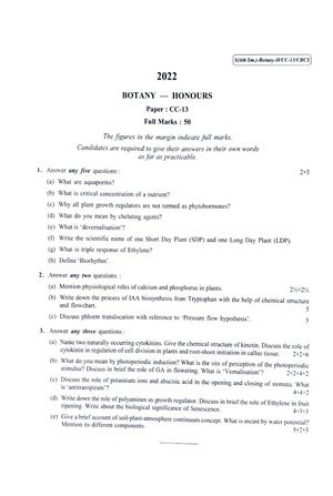 CU-2022 B.Sc. (Honours) Botany Semester-6 Paper-CC-13 QP.pdf