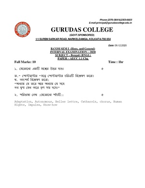 GC-2020 B. Com. (Honours & General) Commerce Semester-I Paper-AECC-1.1Chg (Bengali) QP.pdf