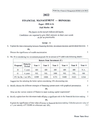 CU-2022 B. Com. (Honours) Financial Management Semester-6 Paper-DSE-6.2A QP.pdf