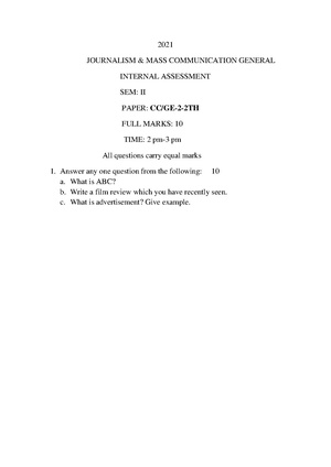 GC-2021 B.A. (General) Journalism Semester-II Paper-CC2-GE2-TH IA QP.pdf