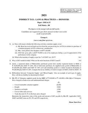 CU-2021 B. Com. (Honours) Indirect Tax Semester-VI Paper-DSE-6.1T QP.pdf