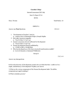 GC-2021 B.Sc. (Honours) Economics Semester-VI Paper-CC-14 IA QP.pdf