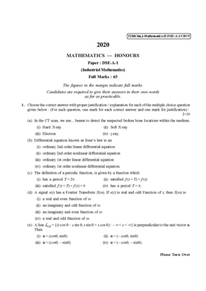 CU-2020 B.A. B.Sc. (Honours) Mathematics Semester-V Paper-DSE-A-1 QP.pdf
