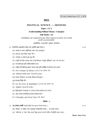 CU-2021 B.A. (Honours) Political Science Semester-1 Paper-CC-1 QP.pdf