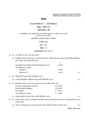 CU-2020 B. Com. (General) Taxation-II Semester-V Paper-DSE-5.1A QP.pdf